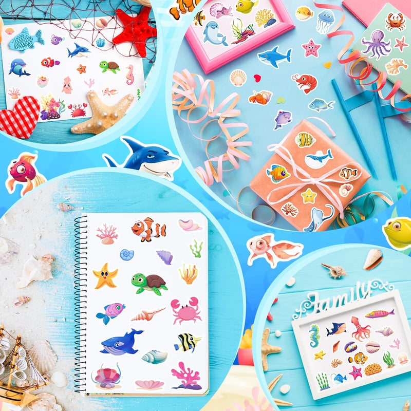Ozepao 24 Sheets Ocean Stickers for Kids  564 Pcs Under The Sea Animal Waterproof Stickers Decorations Ideal for Water Bottles Party Favors Supplies Crafts Decor - Image 3